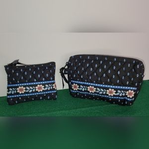 Vera Bradley Zip Coin pouch and cosmetic Bag in Alpine Black